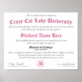 Póster Diploma CCLU - Sello rosa - Retrato de gato