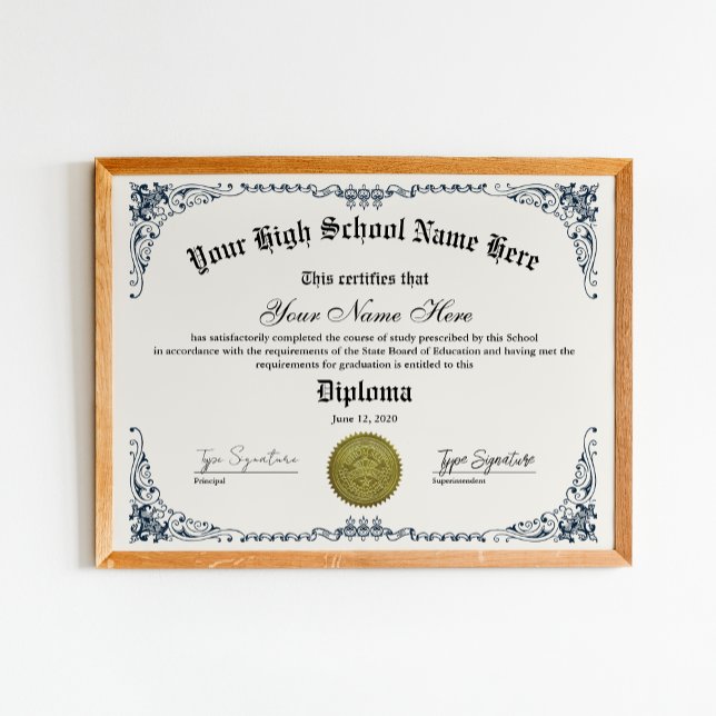 Póster Diploma de bachillerato de secundaria, certificado (Subido por el creador)