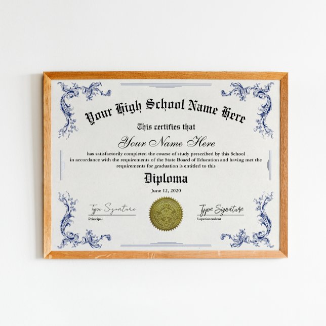 Póster Diploma de bachillerato de secundaria, certificado (Subido por el creador)