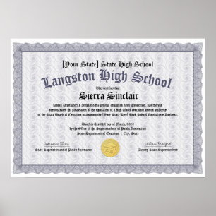 Póster Diploma de Equivalencia de Escuela Secundaria Gene