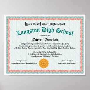 Póster Diploma de Equivalencia de Escuela Secundaria Gene