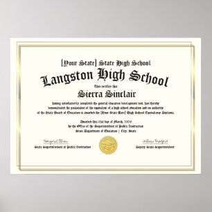 Póster Diploma de Equivalencia de Escuela Secundaria Gene