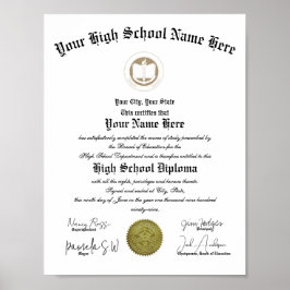 Póster Diploma de Escuela Secundaria de retrato clásico
