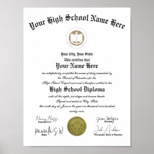 Póster Diploma de Escuela Secundaria de retrato clásico