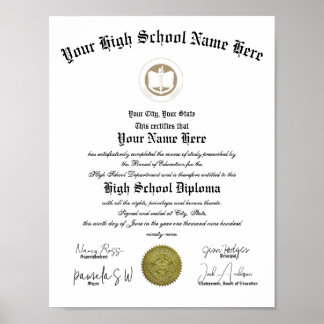 Póster Diploma de Escuela Secundaria de retrato clásico