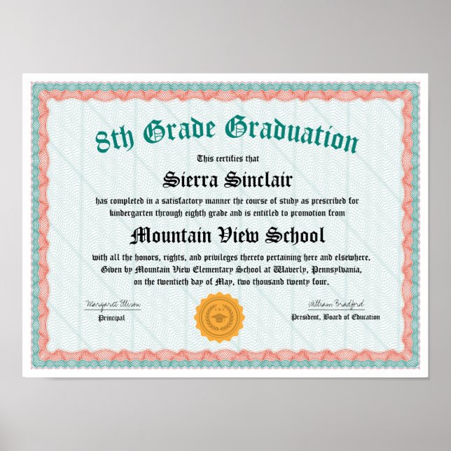 Póster Diploma de grado 5 u 8 (Frente)