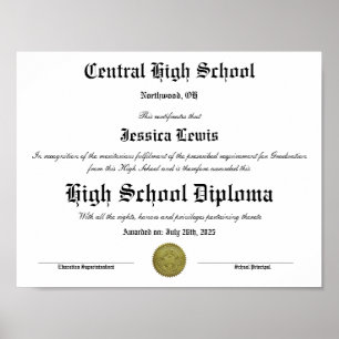 Póster Diploma de Graduación de Escuela Secundaria