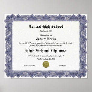 Póster Diploma de Graduación de Escuela Secundaria Recuer