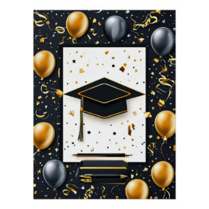 Póster Diploma de graduación elegante con birrete
