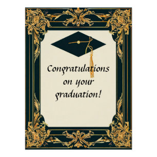 Póster Diploma de Graduación Elegante con Gorro