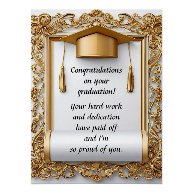 Póster Diploma de Graduación Elegante con Gorro (Anverso)