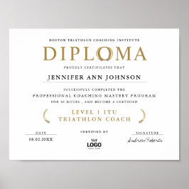 Póster Diploma de Graduación Simple Chic Blanco Premio de
