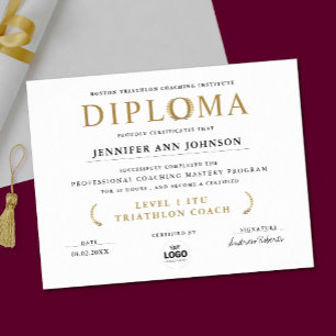 Póster Diploma de Graduación Simple Chic Blanco Premio de
