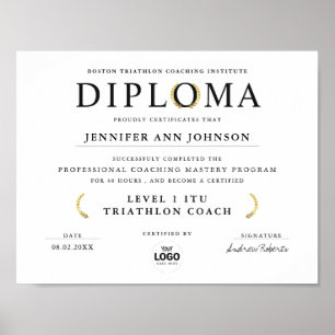 Póster Diploma de graduación simple en blanco y negro con