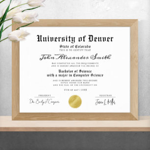 Póster Diploma de Graduado Simple Elegante en Blanco y Ne
