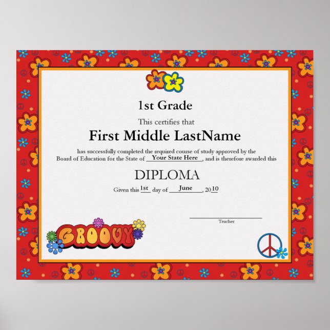 Póster Diploma de Groovy Homeschooler (Frente)