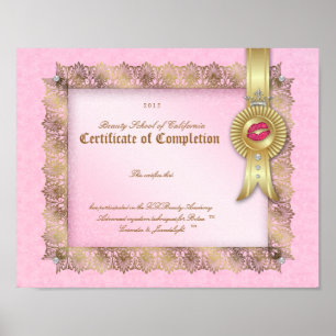 Póster Diploma de maquillaje Certificado de finalización