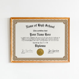 Póster Diploma de secundaria, certificado de escolaridad 