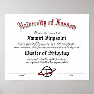 Póster Diploma Fandom personalizado