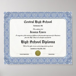 Póster Diploma Keepsake for High School Graduation