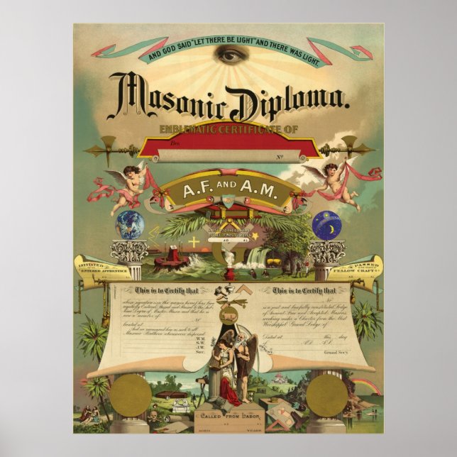 Póster Diploma Masónico AF y AM (Frente)