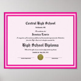 Póster Diploma Novelty High School Keepsake