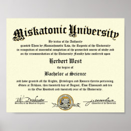 Póster Diploma universitario miskatónico