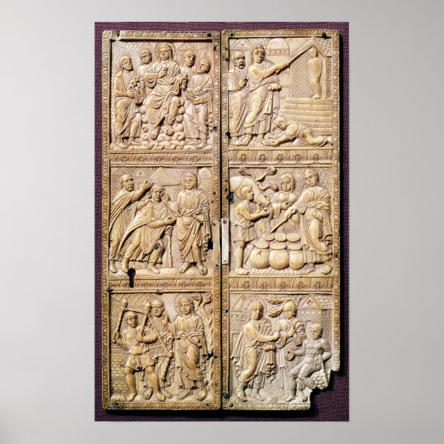 Póster Diptych que muestra los milagros de Cristo (Frente)