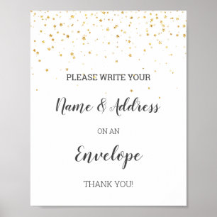 Póster Dirección Baby Shower De Confetti De Oro Un Rótulo