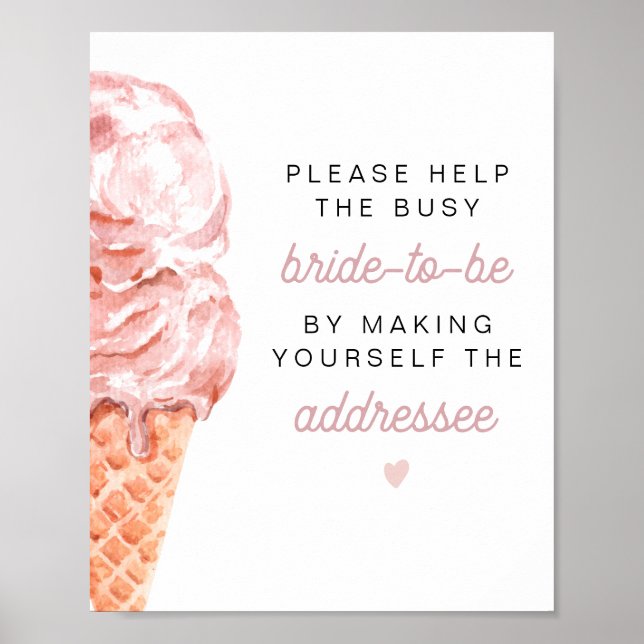 Póster Dirección de ducha de la crema de hielo rosa CLARA (Frente)
