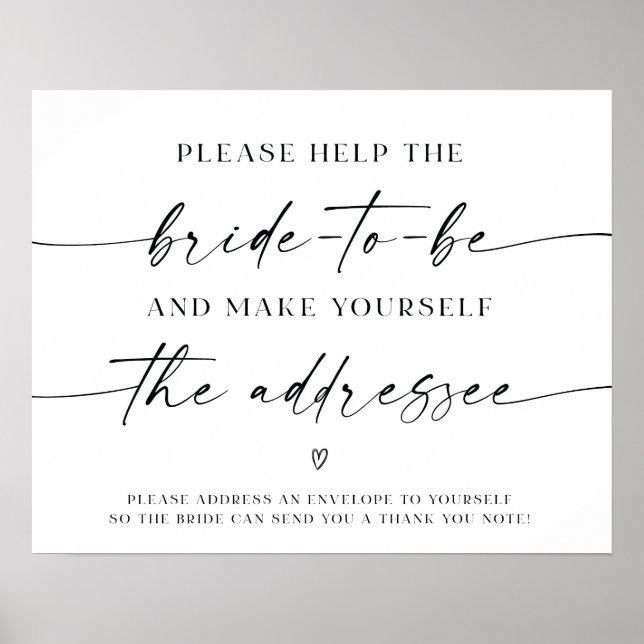 Póster Dirección de sobres de Boda de ducha de novia (Frente)