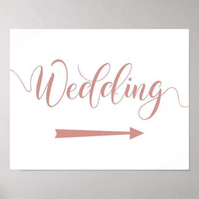 Póster Dirección derecha del Rótulo de flecha Boda dorado (Frente)