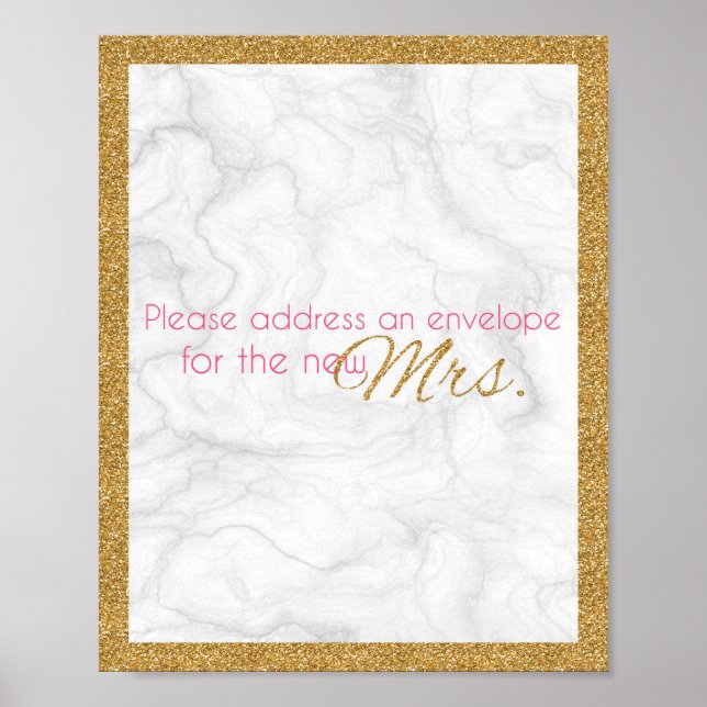 Póster Dirección y sobre Marble y ducha de oro (Frente)