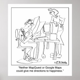 Póster Direcciones de Mapquest a la felicidad