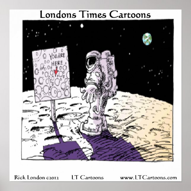 Póster Direcciones En El Poster Divertido De La Luna (Frente)