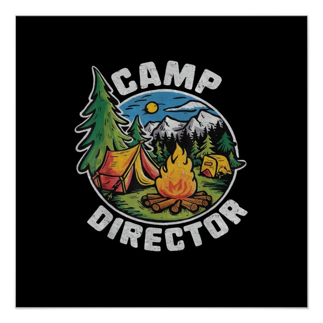 Póster Director de campamento retro Camping Campamento de (Anverso)