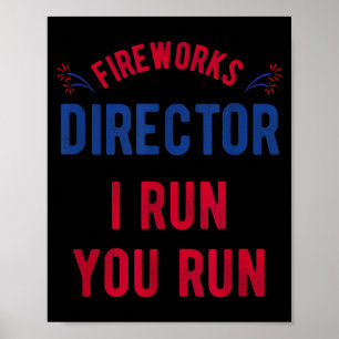 Póster Director de fuegos artificiales divertidos 4 de ju