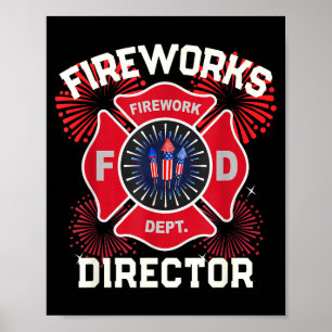 Póster Director de fuegos artificiales divertidos segurid