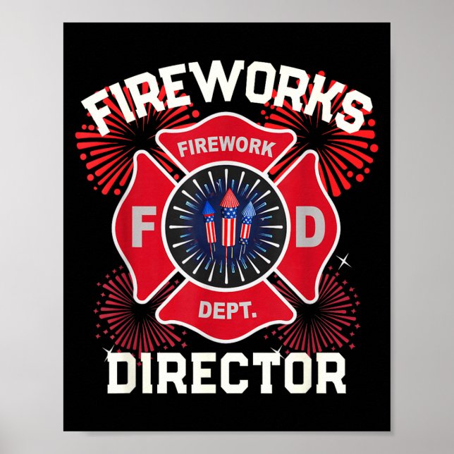 Póster Director de fuegos artificiales divertidos segurid (Frente)
