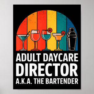 Póster Director de guardería de adultos divertida, tambié