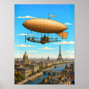 Póster Dirigible de Santos-Dumont sobre París