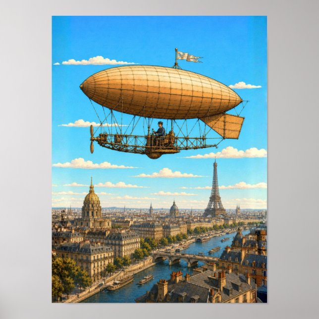 Póster Dirigible de Santos-Dumont sobre París (Frente)
