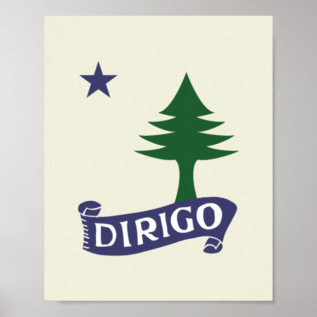 Póster Dirigo / 1901 Bandera Maine Framable Art (Frente)