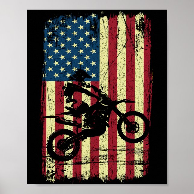 Póster Dirt Bike Bandera Americana 4 (Frente)