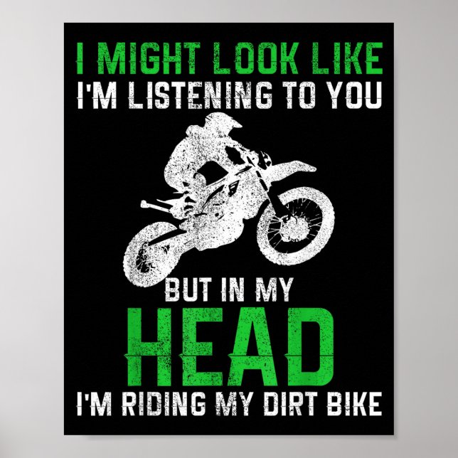 Póster Dirt Bike Motocross Enduro Funny Quote Motorcycle  (Frente)