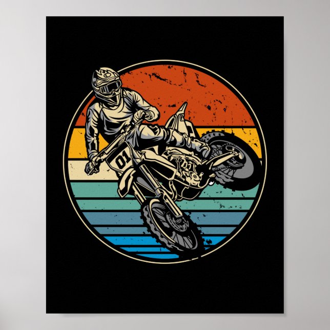 Póster Dirt Bike Motocross Motorcycle Vintage Retro (Frente)
