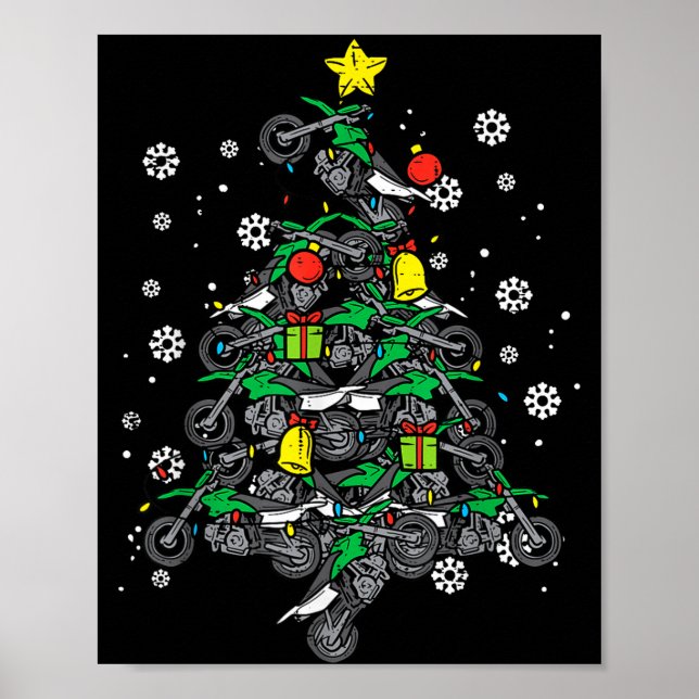 Póster Dirt Bikes Christmas Tree Xmas Motocross Men Boy  (Frente)