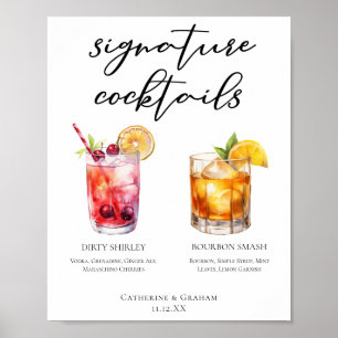 Póster Dirty Shirley Bourbon Smash Signature Menú de bebi