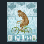 Póster Dirty Wet Bigfoot Hipster<br><div class="desc">Aunque el pie grande no es necesariamente de Portland,  probablemente encajaría y no sería acosado por los lugareños,  nadie cuestionaría por qué hay un hipster de ciclistas de pies malolientes montando su bicicleta en el río willamette en busca de salmón.</div>