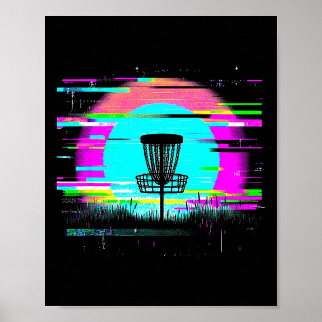 Póster Disc Golf Glitch - Amante del Disc Golf Antiguo  (Frente)